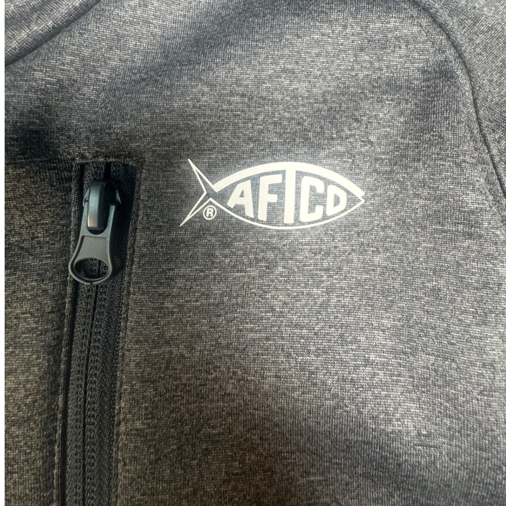 AFTCO AFTECH Mens Small Charcoal Heather Grey 1/4 Zip Pullover Fishing Top - Picture 4 of 6